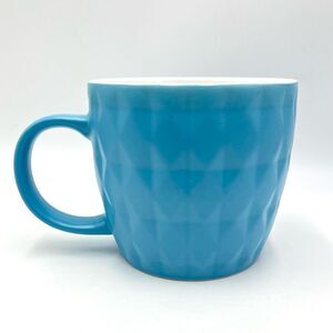 Pfaltzgraff Everyday Large Quilted Diamond Pattern Blue White Coffee Tea Mug Cup